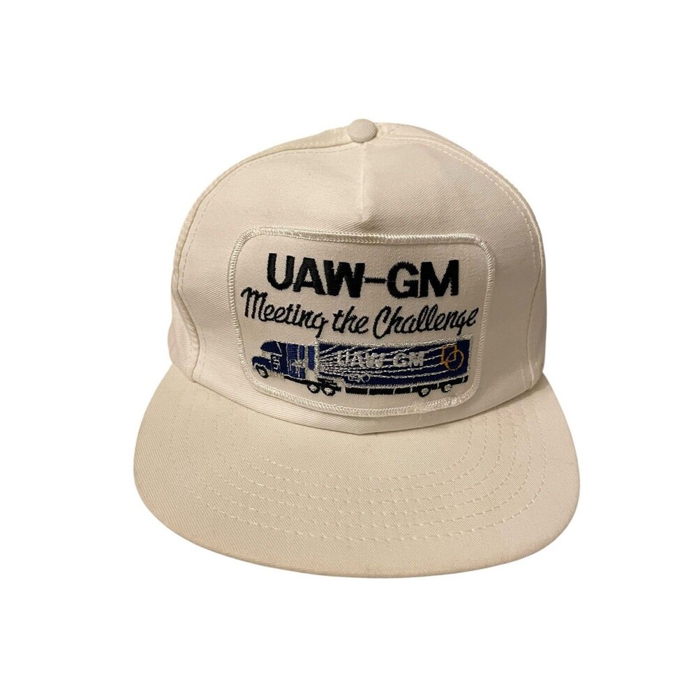 Vintage 80s UAW GM General Motors Union Auto Worker Cap Trucker Hat Cap